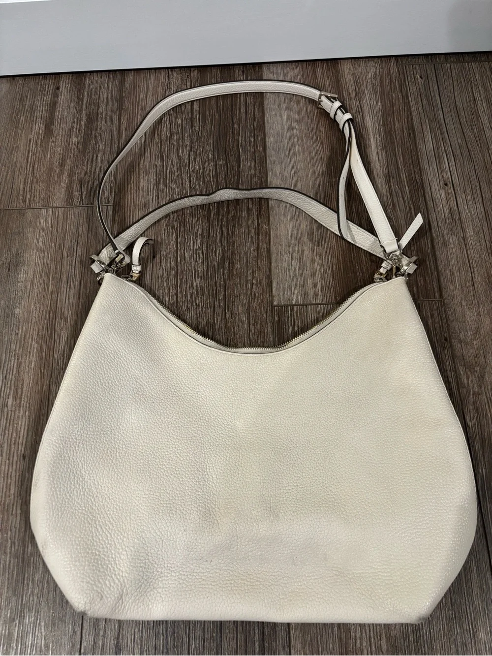 kate spade Pebbled Leather Shoulder Hobo in Ivory